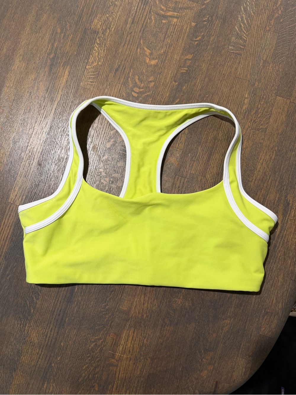 Abercrombie & Fitch Neon Yellow Racerback Sports Bra with White Trim